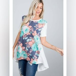 NWT P & Rose Floral High Low Swing Tunic size small